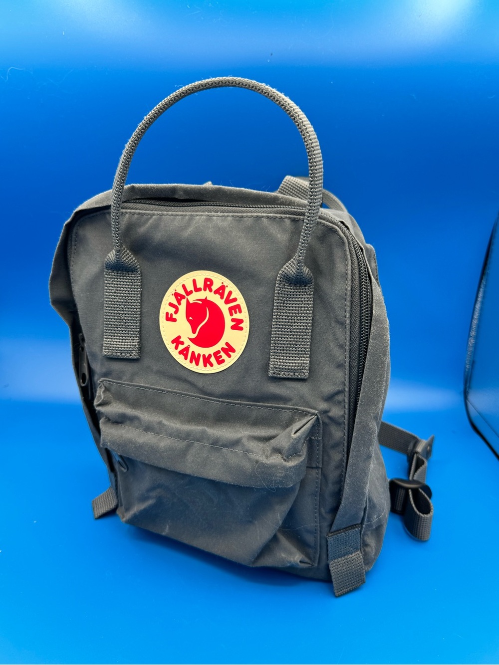 Fjallraven Kanken Mini Backpack - Grey with Red Logo